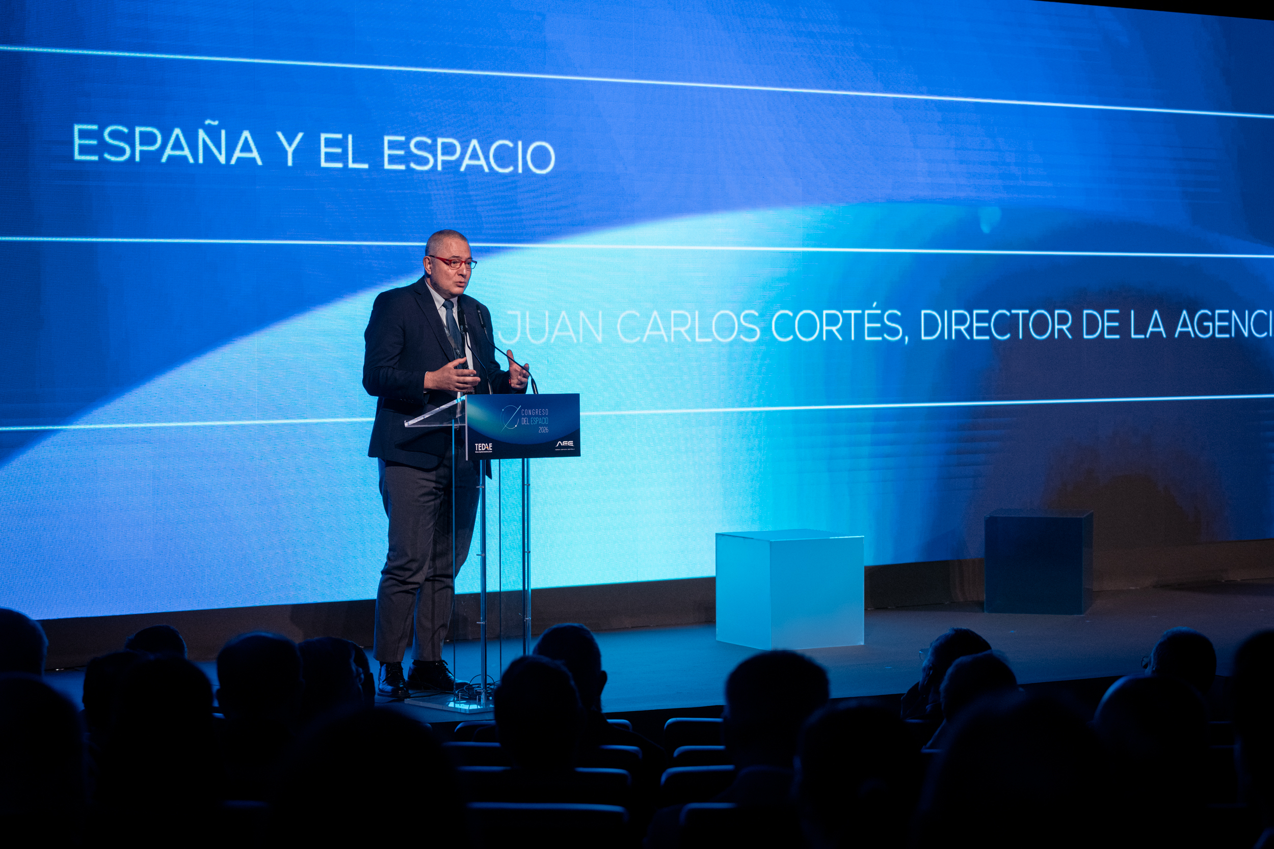 Juan Carlos Cortés durante su intervención en el III Congreso del Espacio de TEDAE